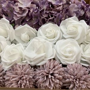 20 Count Purple Hydrangeas White Roses Chrysanthemum Wedding Bouquet Centerpiece